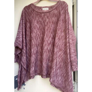 Knox Rose Poncho Top Heathered Rose Pink 3/4 Fitted sleeves Flowy Size S/M